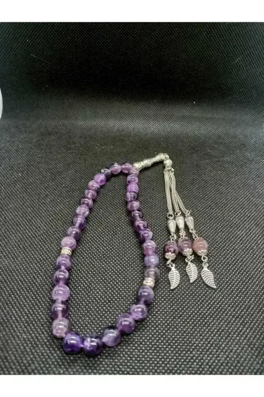 Natural Stone Amethyst Rosary 33 Beads - Special Cocooned-PURPLE - 5