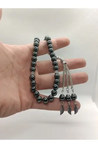 Natural Stone Hematite Stone Sphere Cut 33 Men's Rosary-black1 - 2