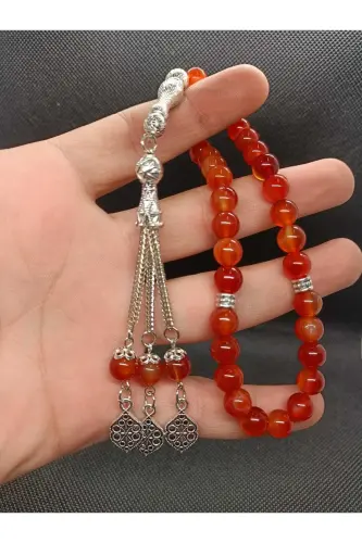 Natural Stone Red Agate Rosary 33 - Special Cocoon-RED - 2