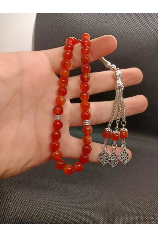 Natural Stone Red Agate Rosary 33 - Special Cocoon-RED - 3