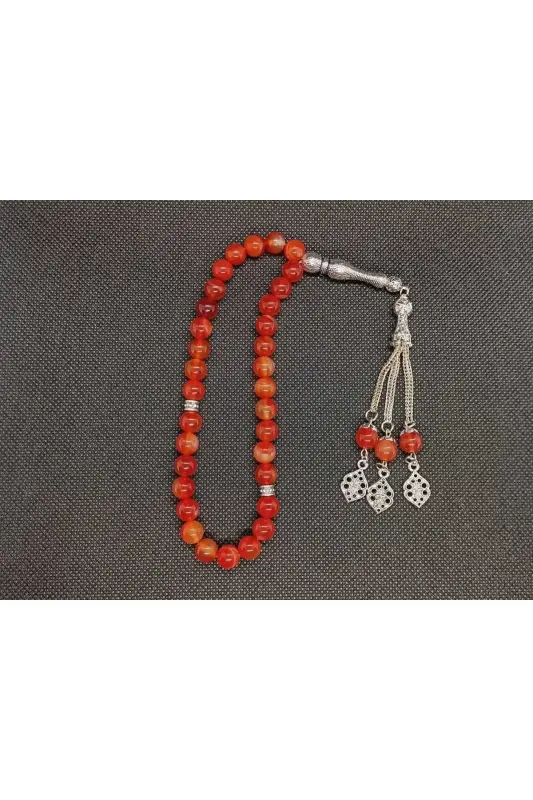 Natural Stone Red Agate Rosary 33 - Special Cocoon-RED - 4