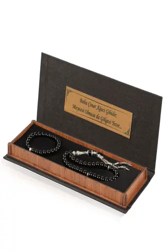 Natural Stone Rosary and Bracelet Set, The Most Beautiful Gift, Stylish Father's Gift, Boxed - Onyx - 3