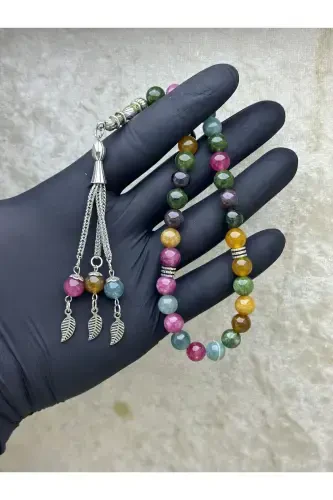 Natural Stone Rosary Tourmaline Stone 33 Beads Men's Rosary-Double Color - 1