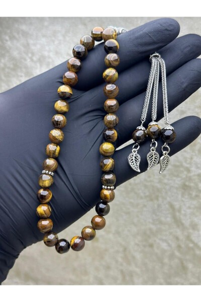 Natural Stone Tiger Eye Tasbih 8mm Ball Cut 33 Bead Tasbih - GRS OYUNCAK