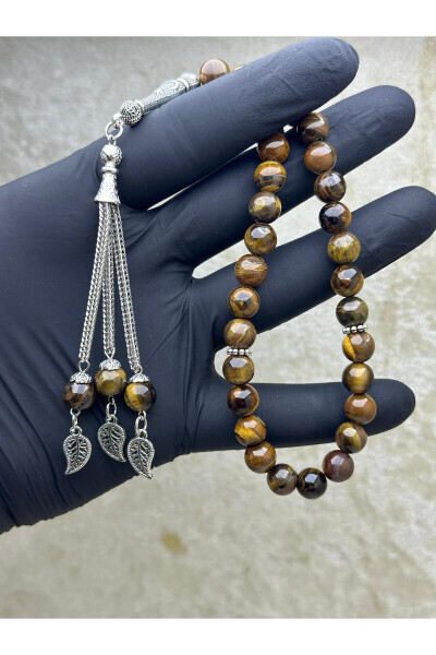 Natural Stone Tiger Eye Tasbih 8mm Ball Cut 33 Bead Tasbih - GRS OYUNCAK (1)
