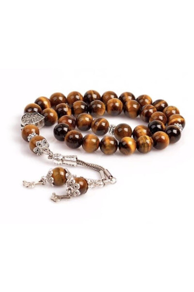 Natural Stone Tiger Eye Tasbih 8mm Ball Cut 33 Bead Tasbih - 3