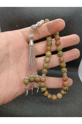 Natural Stone Unakite Rosary 33's - Special Cocoon - DARK GREEN - 2