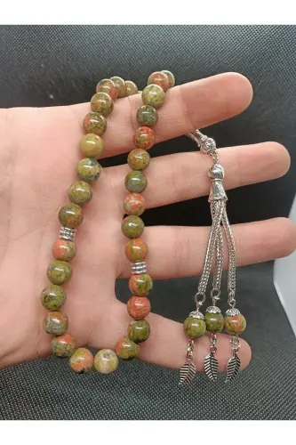 Natural Stone Unakite Rosary 33's - Special Cocoon - DARK GREEN - 3