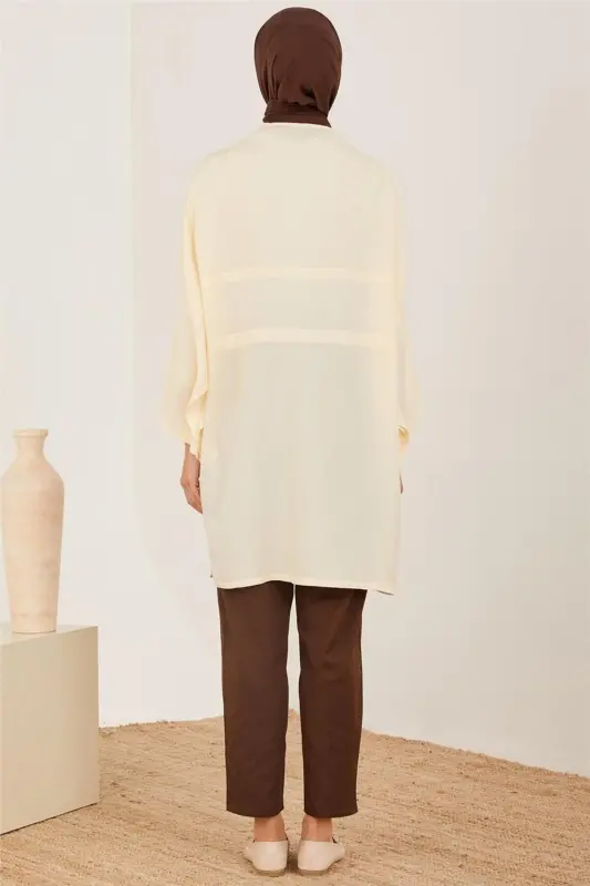 Natural Tunic with Kimono Sleeves 23y4435 Moonstone - 4