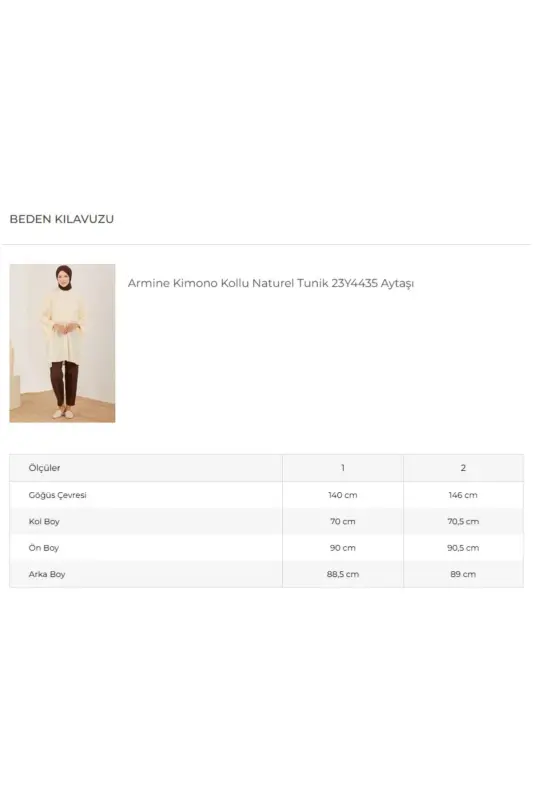 Natural Tunic with Kimono Sleeves 23y4435 Moonstone - 5