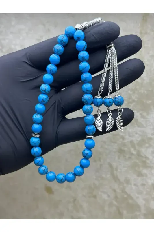 Natural Turquoise Stone Rosary 33 Beads - Special Cocoon - BLUE - GRS OYUNCAK
