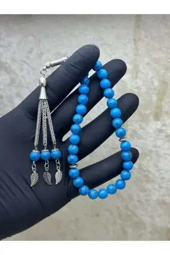 Natural Turquoise Stone Rosary 33 Beads - Special Cocoon - BLUE - GRS OYUNCAK (1)