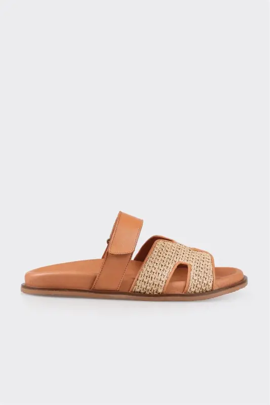 Natural Women's Flat Slippers - ELLE SHOES