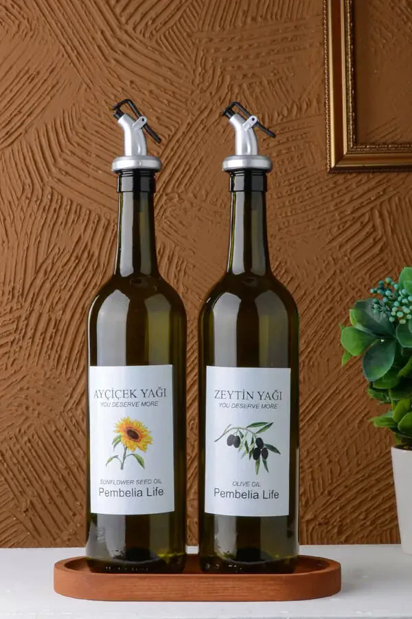 Natural Wood (21CMX11CM) Amber Liquid Soap Dispenser and Amber Oil Dispenser Oil Stand-presentation Plate - 3