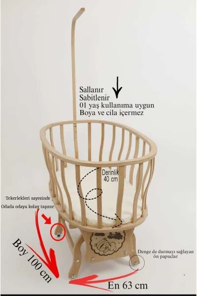 Natural Wood Basket Crib with Sleep Set (Pink Ballerina) - BEBEK ON FOR (1)