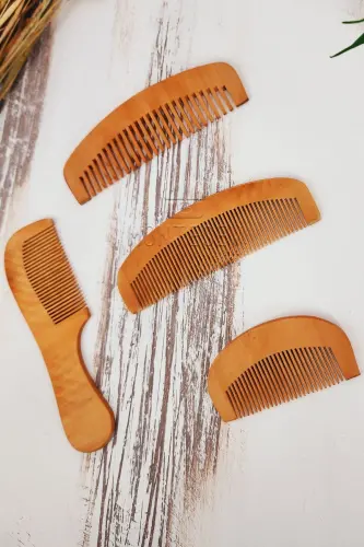 Natural Wood Comb Set - 3