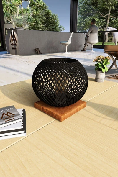 Natural Wood Lampshade Black Head Floor Lamp Lighting - Modazone