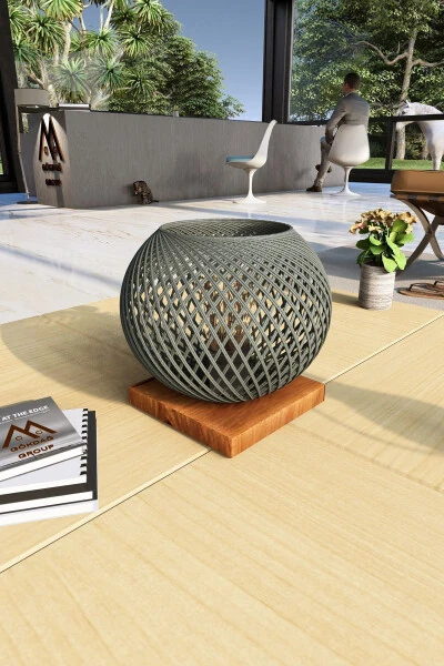 Natural Wood Lampshade Fumed Head Floor Lamp Lighting - Modazone