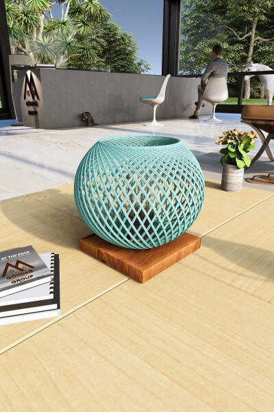 Natural Wood Lampshade Glass Globe Head Floor Lamp Lighting - GÖKDAĞ GROUP G G (1)