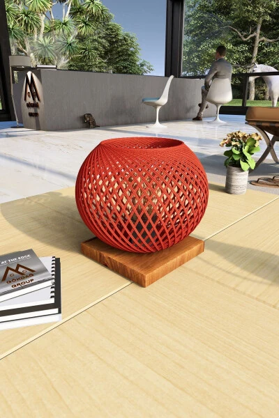 Natural Wood Lampshade Orange Head Floor Lamp Lighting - Modazone