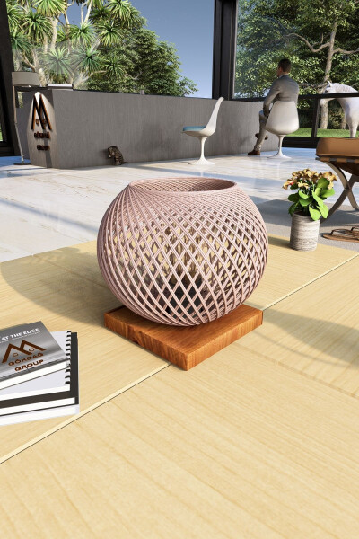 Natural Wood Lampshade Powder Head Floor Lamp Lighting - GÖKDAĞ GROUP G G (1)