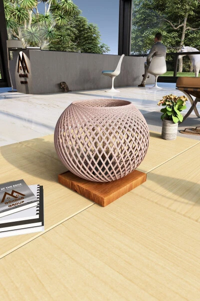 Natural Wood Lampshade Powder Head Floor Lamp Lighting - Modazone (1)