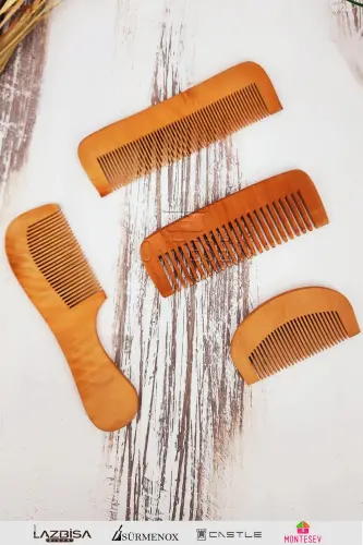 Natural Wood Wooden Comb Set-4 MODEL - 5