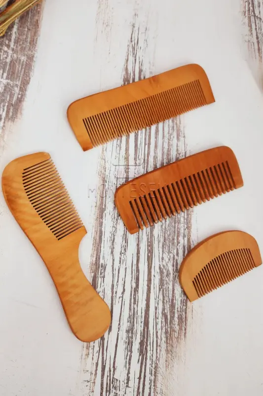 Natural Wood Wooden Comb Set-4 MODEL - 4