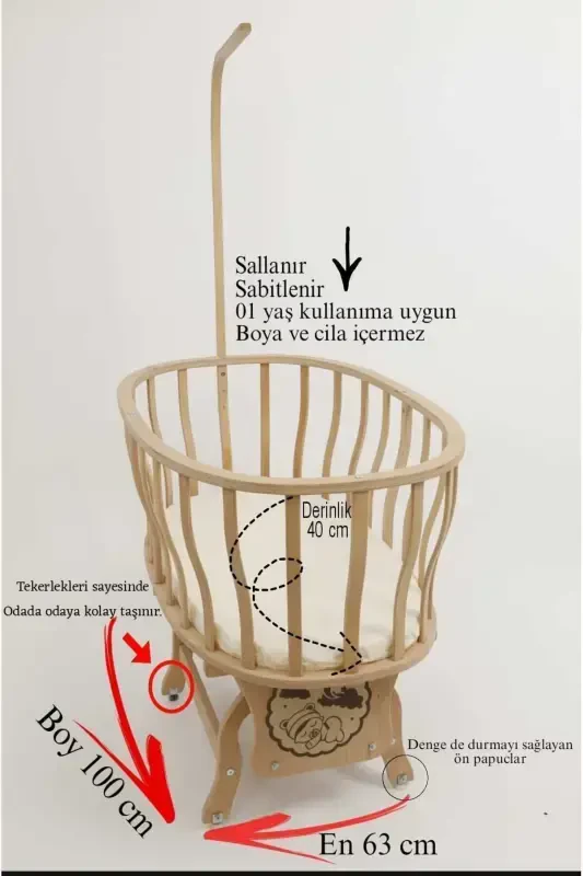 Natural Wooden Basket Cradle with Sleeping Set (with Blue Koala Sleeping Set) 0-1-koalablu - 2