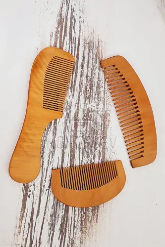 Natural Wooden Hair Comb Set-3 MODEL - 7