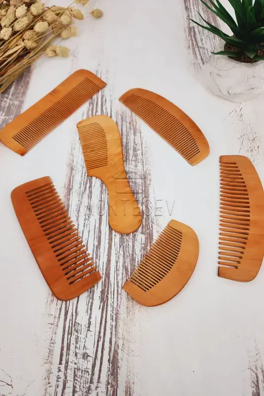 Natural Wooden Hair Comb Set-6 MODELS - 2