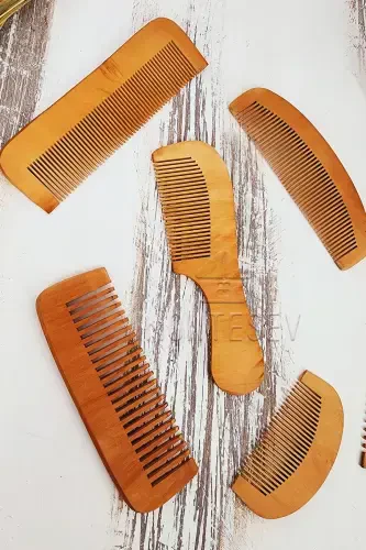 Natural Wooden Hair Comb Set-6 MODELS - 3