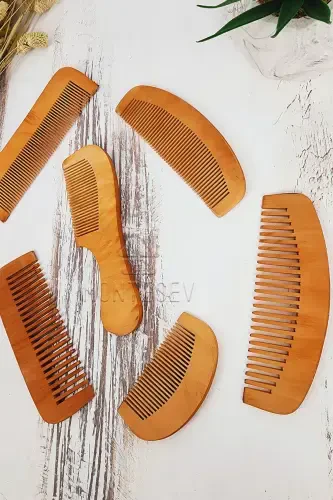 Natural Wooden Hair Comb Set-6 MODELS - 4