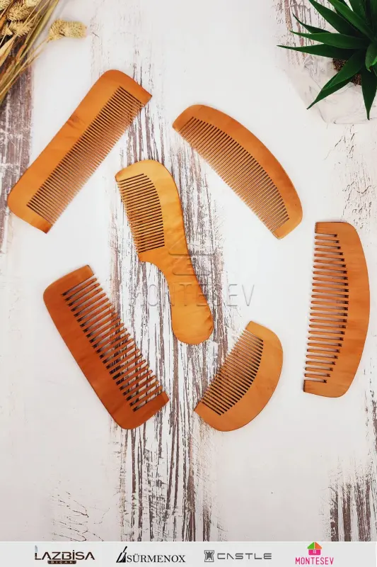 Natural Wooden Hair Comb Set-6 MODELS - 2