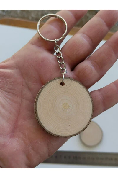 Natural Wooden Paintable Keychain Log Slice 4-5 cm (50 Pcs) Personalized - Blank - Modazone