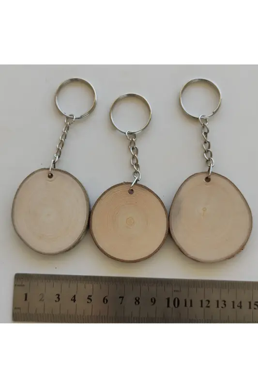 Natural Wooden Paintable Keychain Log Slice 4-5 cm (50 Pcs) Personalized - Blank - 2
