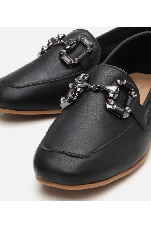 Натуральная кожа черный женский лофер - 3