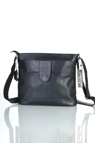 Натуральная кожа Crossbody Почтовая сумка - Темно-синий - 1