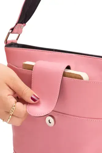 Натуральная кожа Crossbody Розовая сумка почтальона-Розовый - 3