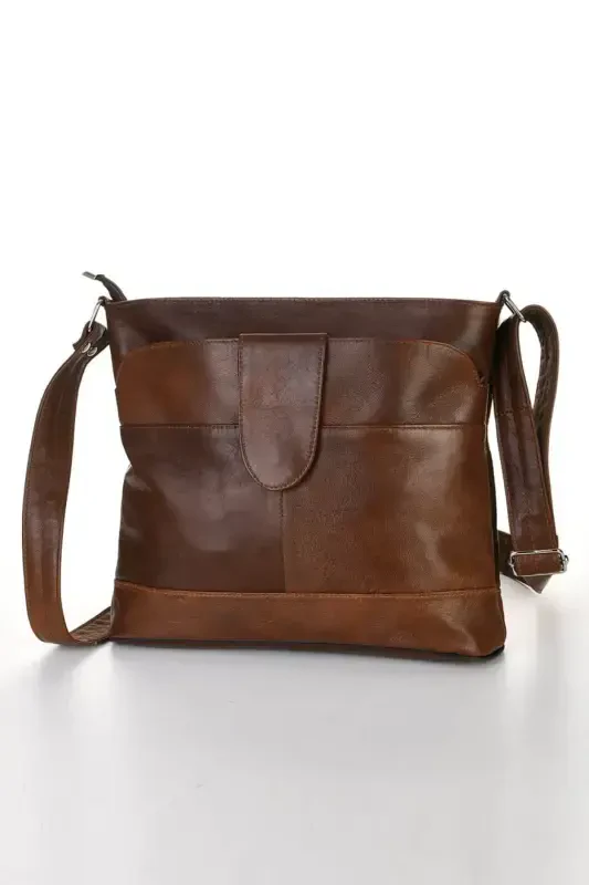 Натуральная кожа Crossbody сумка почтальонка - Фундук - 1