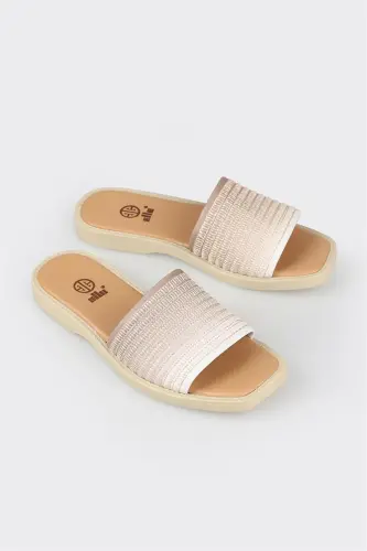 Натуральная Кожа Женские Шлепанцы на Плоской Подошве - ELLE SHOES (1)