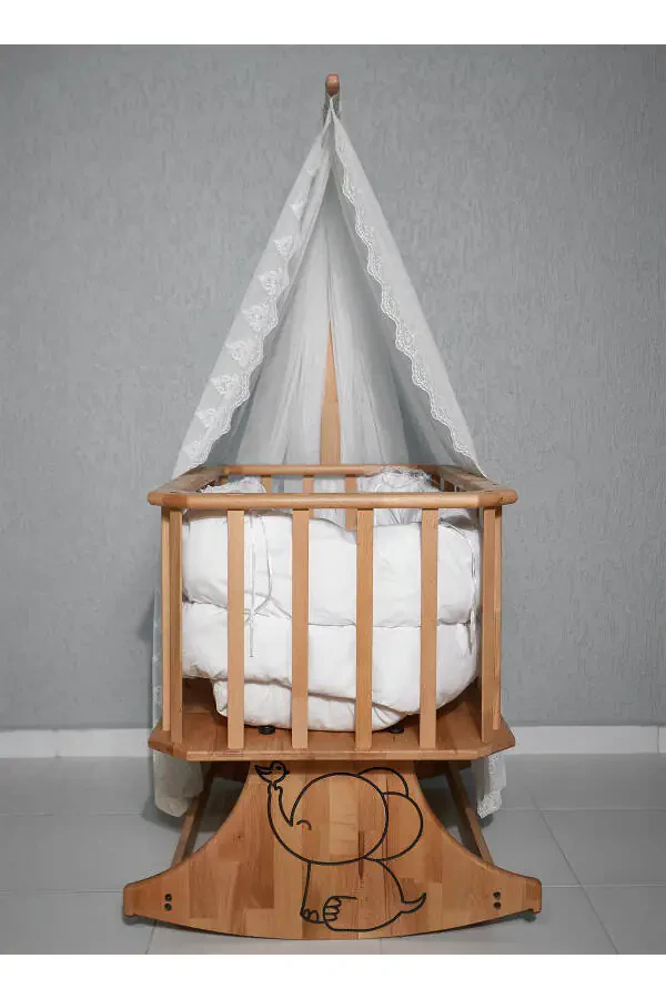 Натуральная массивная деревянная кроватка Хадзаки - 1