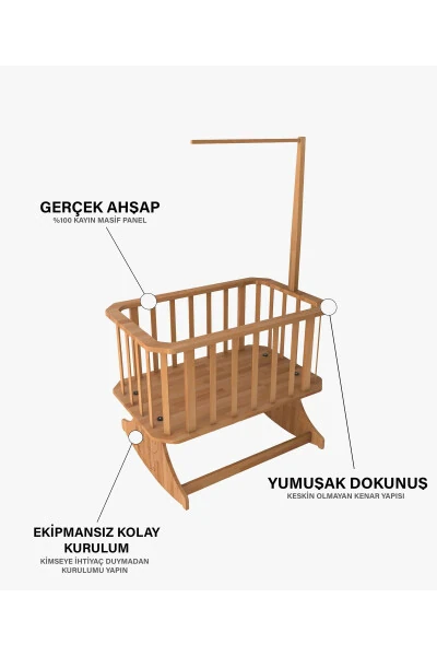 Натуральная массивная деревянная кроватка Хадзаки - 5