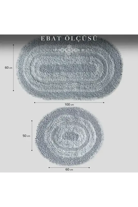Натуральный Хлопок Спагетти Овал Серый 2шт Набор Ковриков для Ванной Комнаты Коврик для Ванной Комнаты Комплект для Туалета-Серый - 7