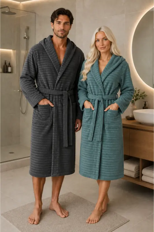 Nature Cotton Plus Size Double Bathrobe Set - 1