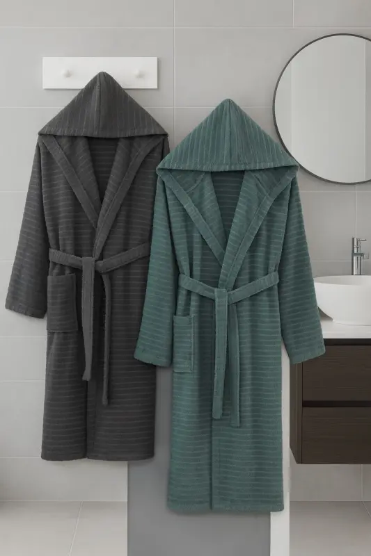 Nature Cotton Plus Size Double Bathrobe Set - 1
