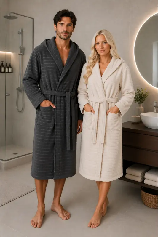 Nature Cotton Plus Size Double Bathrobe Set - 1