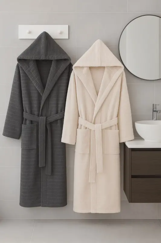Nature Cotton Plus Size Double Bathrobe Set - STERNEN GLANZ