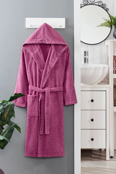 Nature Hooded Plus Size Maroon Bathrobe - STERNEN GLANZ