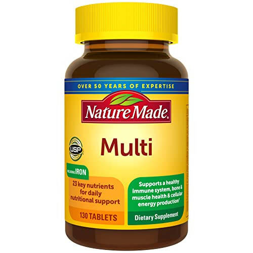 Nature Made Demir İçeren Multivitamin Tabletleri, Kadınlar ve Erkekler İçin Günlük Beslenme Desteği, 130 Tablet, 130 Günlük Tedarik - 1